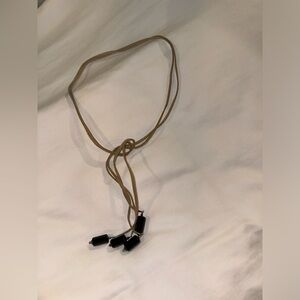 Elegant Tan Necklace with Black Beads